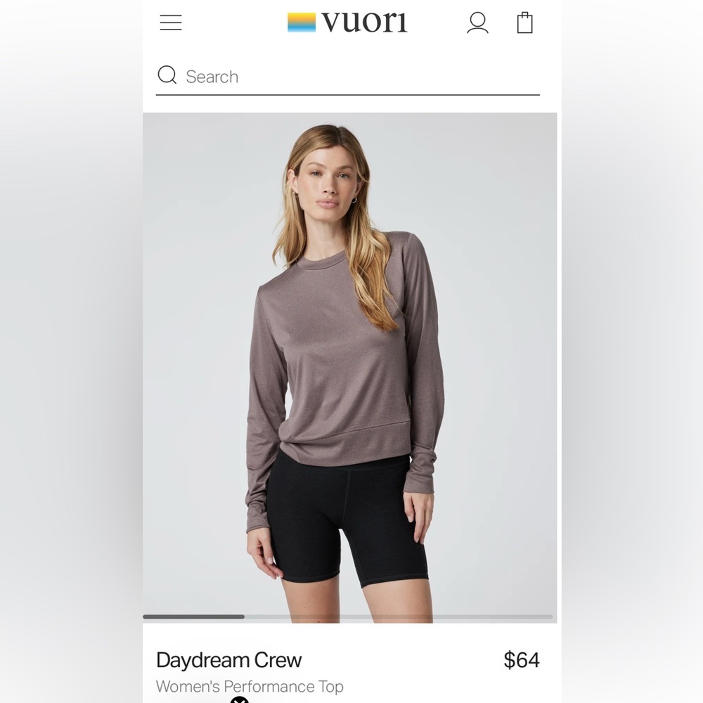 Vuori women’s Daydream Crew color Hazel Heather sz S